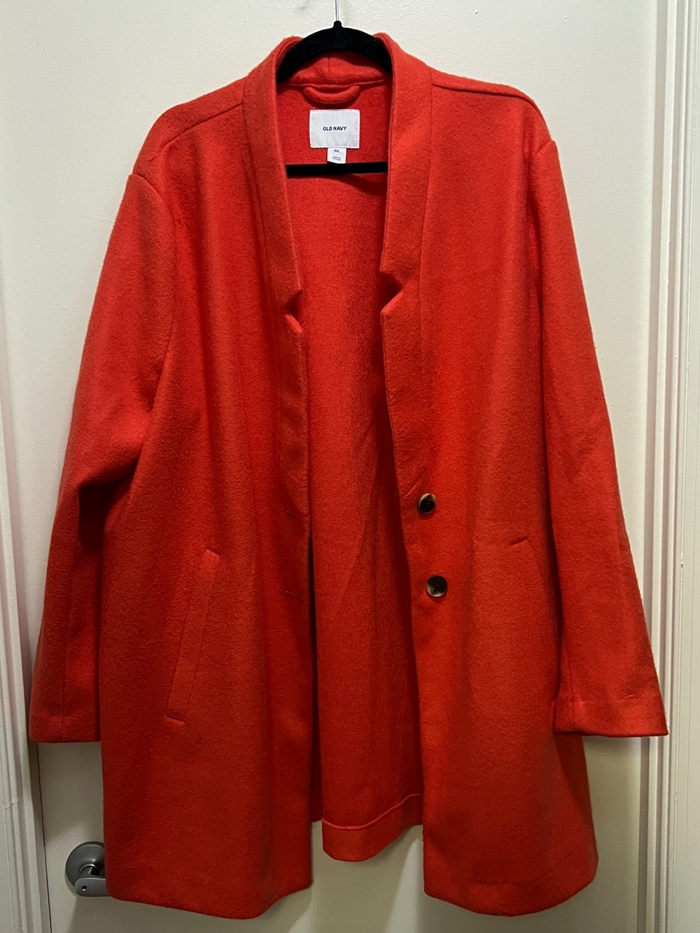 Old Navy Coral/Orange Open-Front Pea Coat